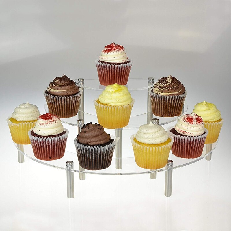 3-- lags klar akryl halvcirkel rund cupcake dessert displaystand