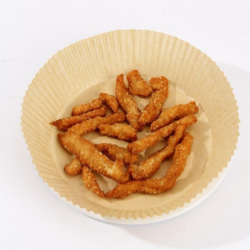 50 Pcs 16cm Air Fryer Disposable Paper Liner Non-Stick Mat Wood Pulp Round Paper