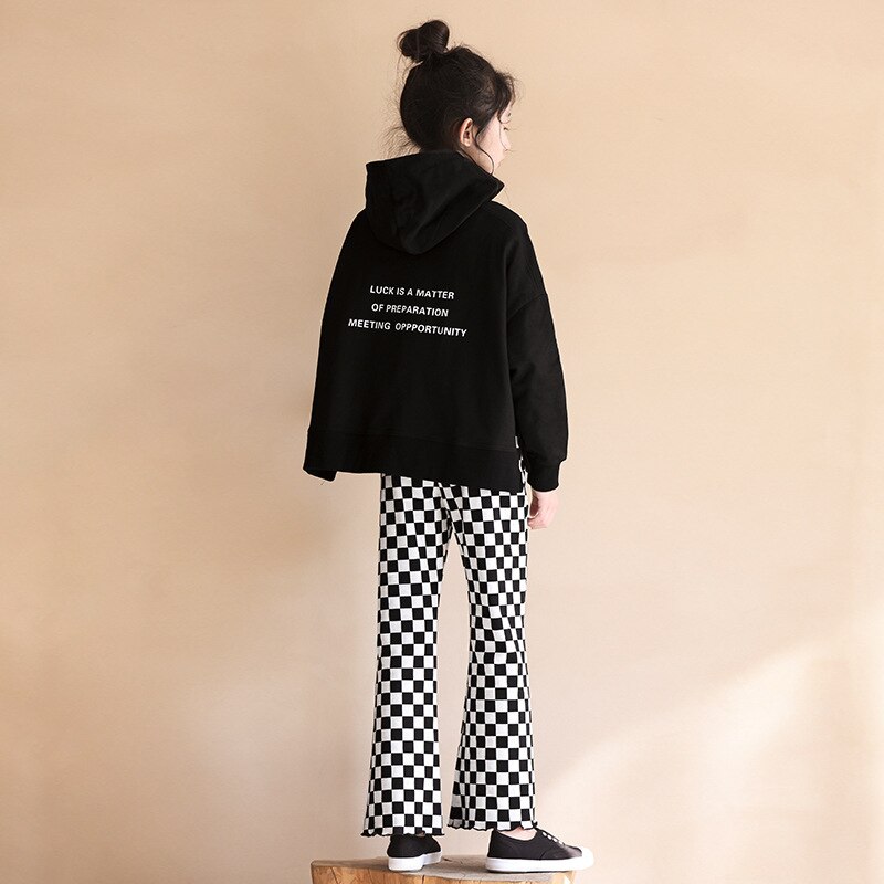 Checkered Pants for Teen Girls 10 12 years Casual Flared Trousers Teenage Girls Clothes