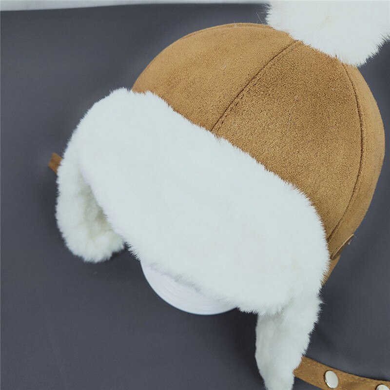 3 Colors Toddler Beanie Hat Simple Style Bomber Hats Casual Thicken Ear Hats Kids Winter Warm Plush Caps Beanie Hats