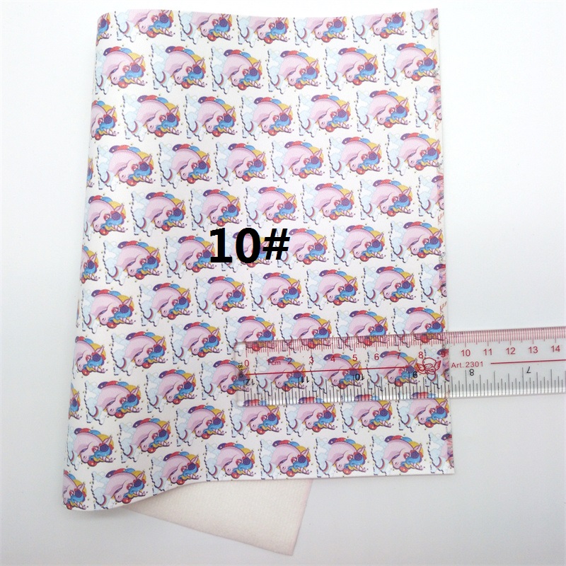 Unicorn Printed Synthetic Leather Faux Fabric Sheets Felt Backing Leather Sheets For Accessories Bows 21X29CM GM2167A: 10
