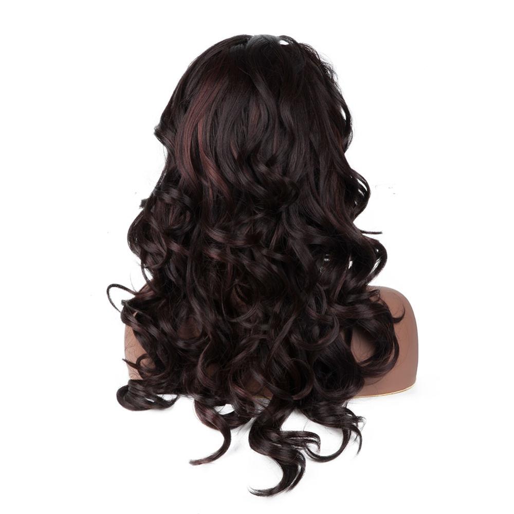 Ombre Light Brown Color Lace Front Synthetic Wigs With Baby Hair JINGFA Long Natural Wave Wigs: F4-30