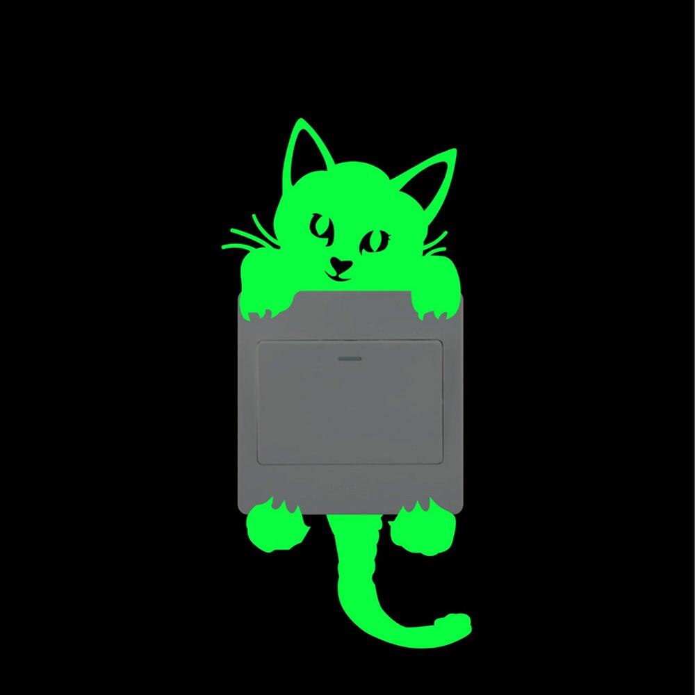 Lichtgevende Stickers, Schakelaar Muurstickers Fluorescentie Stickers Glow In The Dark, Woonkamer Slaapkamer Verwijderbare Muurstickers Muurschilderingen: Cat