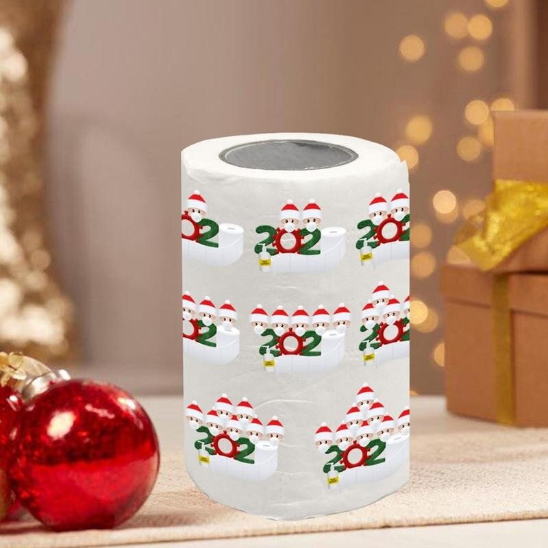 Papier toilette de noël motif couleur père noël bonhomme de neige papier hygiénique maison de noël Navidad papier toilette de noël