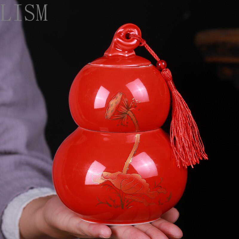 Factory direct features Fulu ceramic tea jar storage jar festive set high-end box