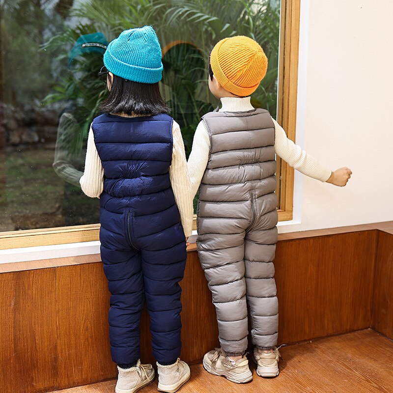 Salopette d'hiver en coton pour enfants, pantalon , combinaisons coupe-vent pour garçons et filles, épais, à la ,