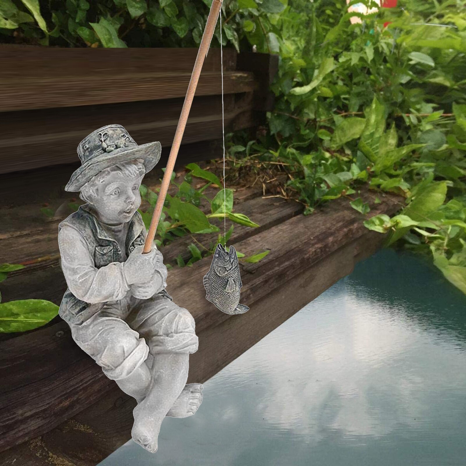 Hars Figuur Standbeeld Vissen Jongen Met Zithouding Tuin Ornament Koesteren In God Glorie Meisje Voor Outdoor Zwembad pr
