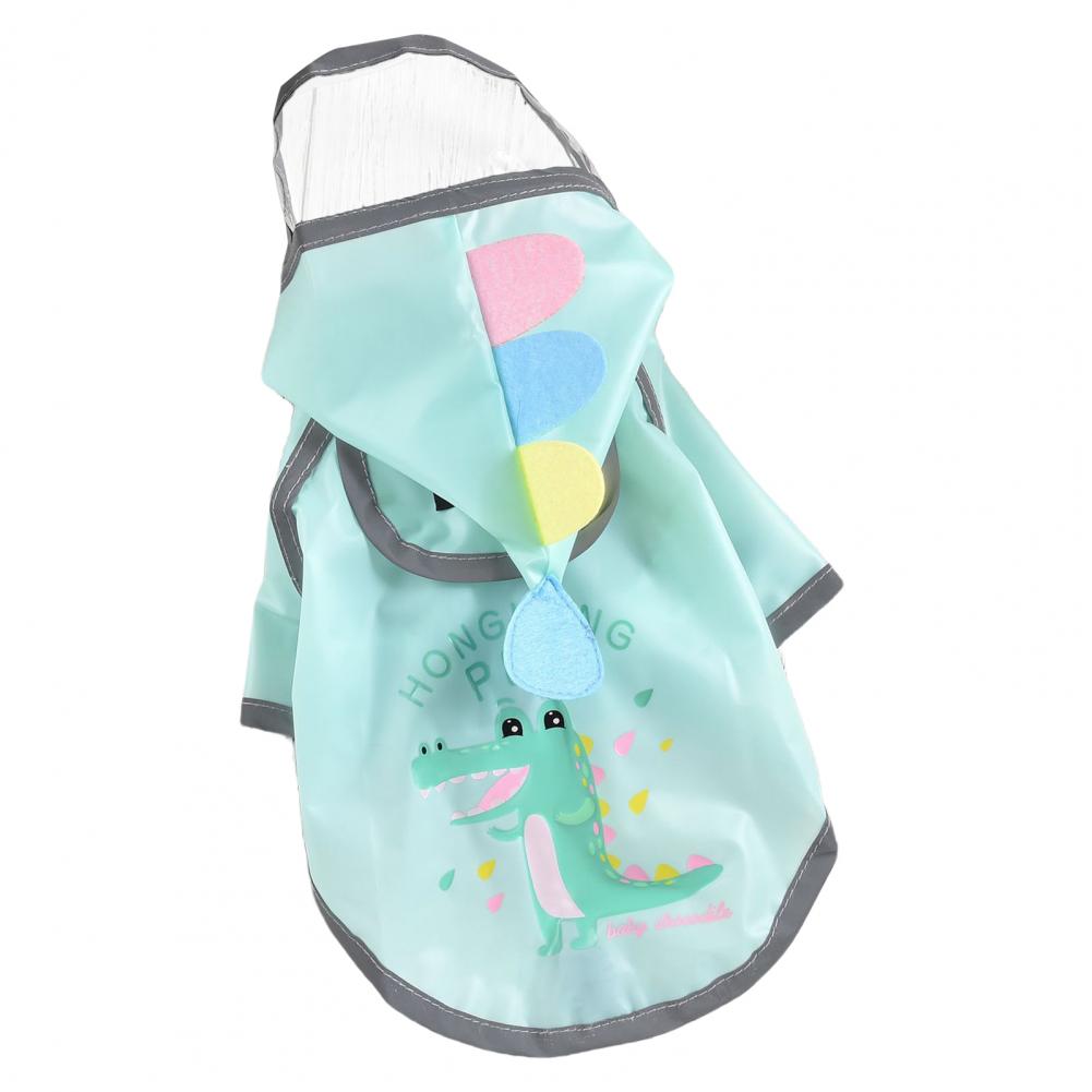 Dog Rain Jacket Innovative Hat Transparent Brim Rain Jacket Lightweight Pet Rain Cloak: Green / 2XL