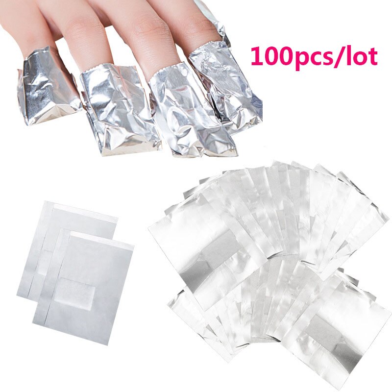 50 Stuks Of 100 Stuks Aluminium Foil Nail Art Losweken Acryl Gel Polish Nagel Verwijderen Wraps Remover Make-Up Tool: 100pcs