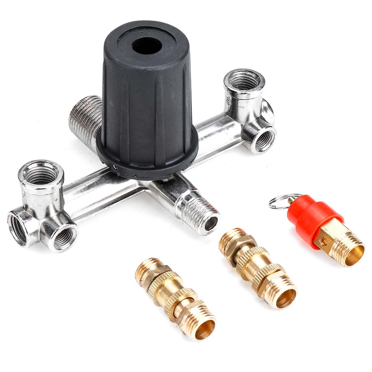 220V Air Compressor Pressure Switch Valve Pump Aluminium Alloy Control Valve Manifold Relief Regulator with Gauge 0-180 Psi