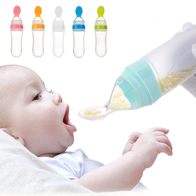 90Ml Veilig Pasgeboren Baby Zuigfles Peuter Siliconen Squeeze Voeden Lepel Melk Fles Baby Traini