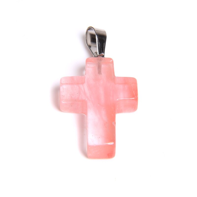 1pc cross natural stone pendants faith quartz crystal pendants jewelry handmade cross pendants jewelry bulk DIY: 8 Watermelon Stone