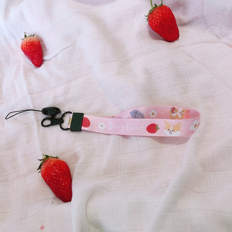 STARRY FOREST Strawberry lindo teléfono móvil correas para cuello y muñeca chica Rosa correa para teléfono móvil y cámara: Short strap