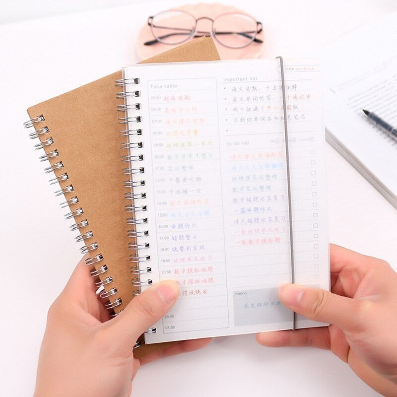 D5QC Karft Papier Cover Leven Planner Retro Gedateerd Dagelijkse Planner Met To-Do-Lijst Tijd Tafel Voor Productiviteit doel Instelling