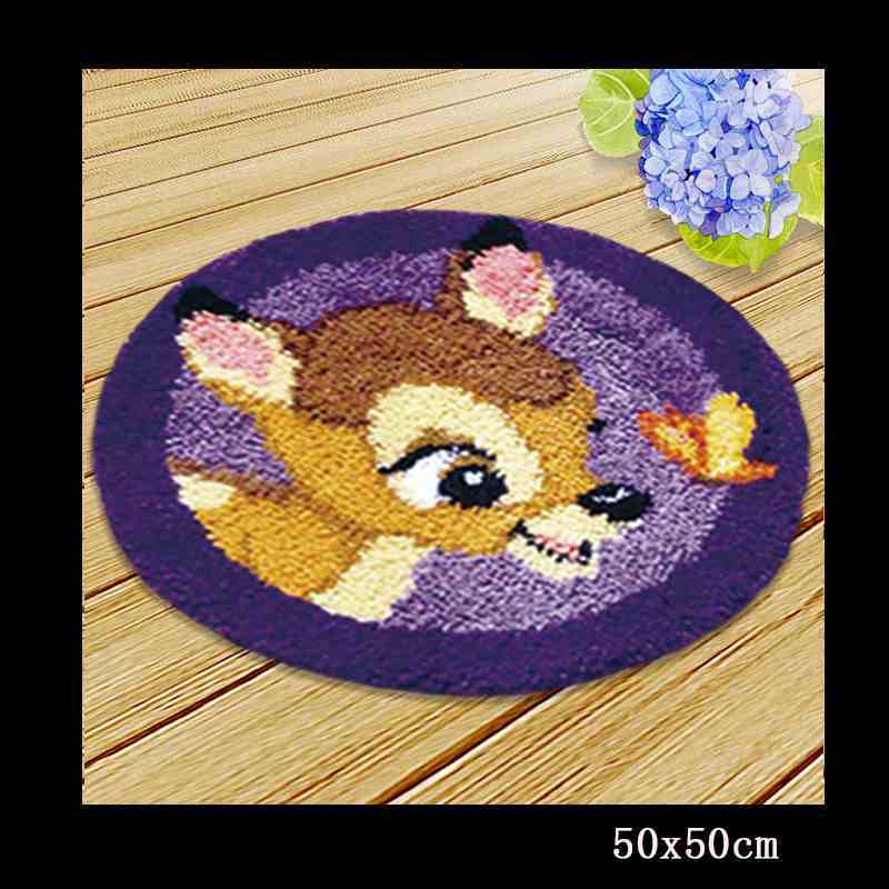 DIY juego de aguja de lengüeta cojín de alfombra tapiz bordado hágalo usted mismo pestillo gancho Smyrna botón cojín animales equipo de colchoneta de costura: Pink