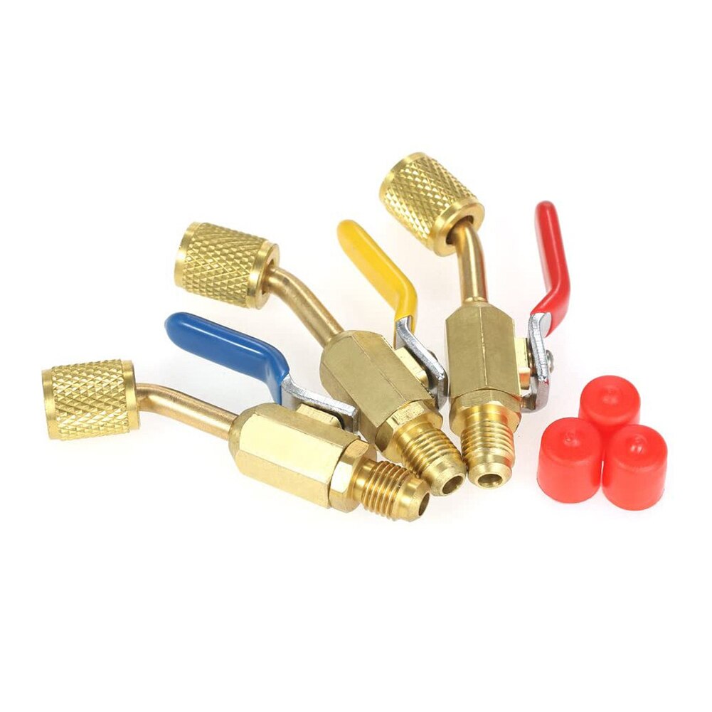 6pcs/set For Mini Split System Adapter Refrigerant Angled Easy Install Air Conditioning Replacement Parts Compact Ball Valve
