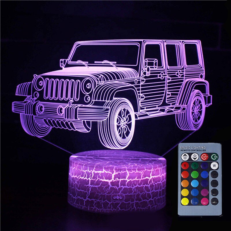 Acrylic 3D Super Car 7 Colors Visual Lamp Illusion Touch Glow In the Dark for Kids Boy Car Toys Birthday B131: 02 remote control