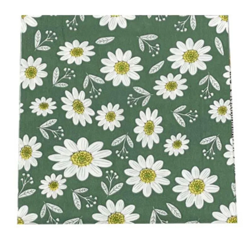 Kleurrijke Bedrukte Servetten Groene Bloemen Vierkante Mond Doek Servetten Hotel Bruiloft Tafel Setting Bloempapier Wegwerp Placemats