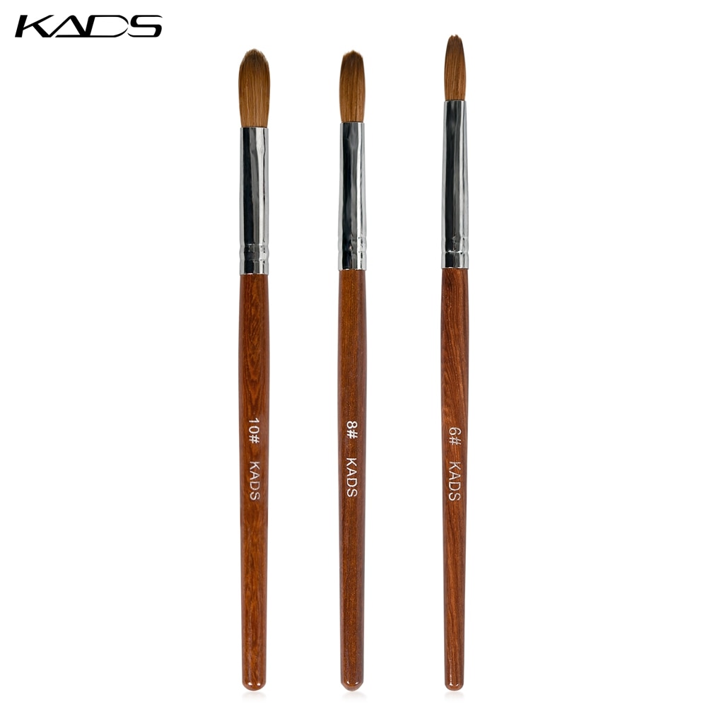 KADS 6# 8# 10# Pincel Kolinsky Acrylic Nail Brush Gel Poly Brush Crimped Head Red Wood Handle Manicure Brush