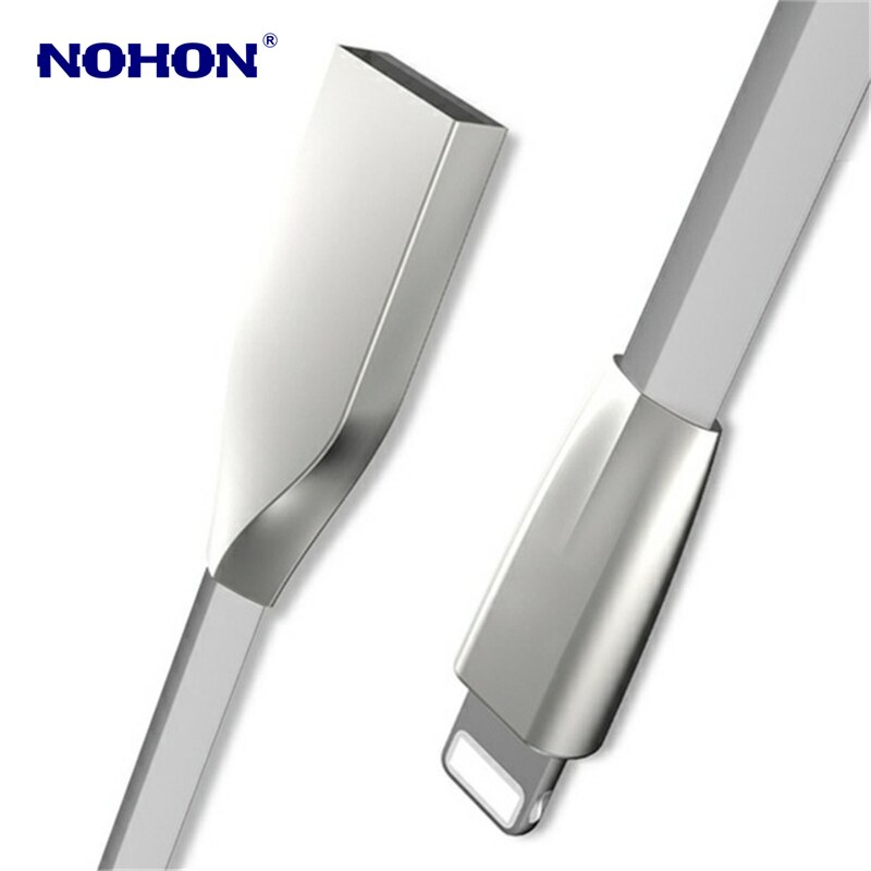 1m 2m Zinc Alloy Flat USB Data Sync Cable for iPhone 5 5S 6 6S 7 8 Plus X XS Max XR Fast Charging Mobile Phone USB Charger Cable