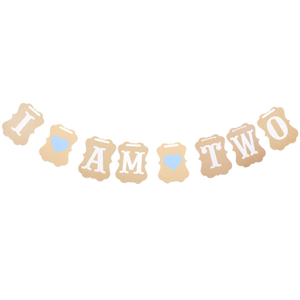 Baby Douche 1st Verjaardag IK BEN EEN Banner Papier Kraft Baby Jongen Meisje Mijn eerste Partij Decoratie Een Jaar Verjaardag DIY Supplies: i am two blue