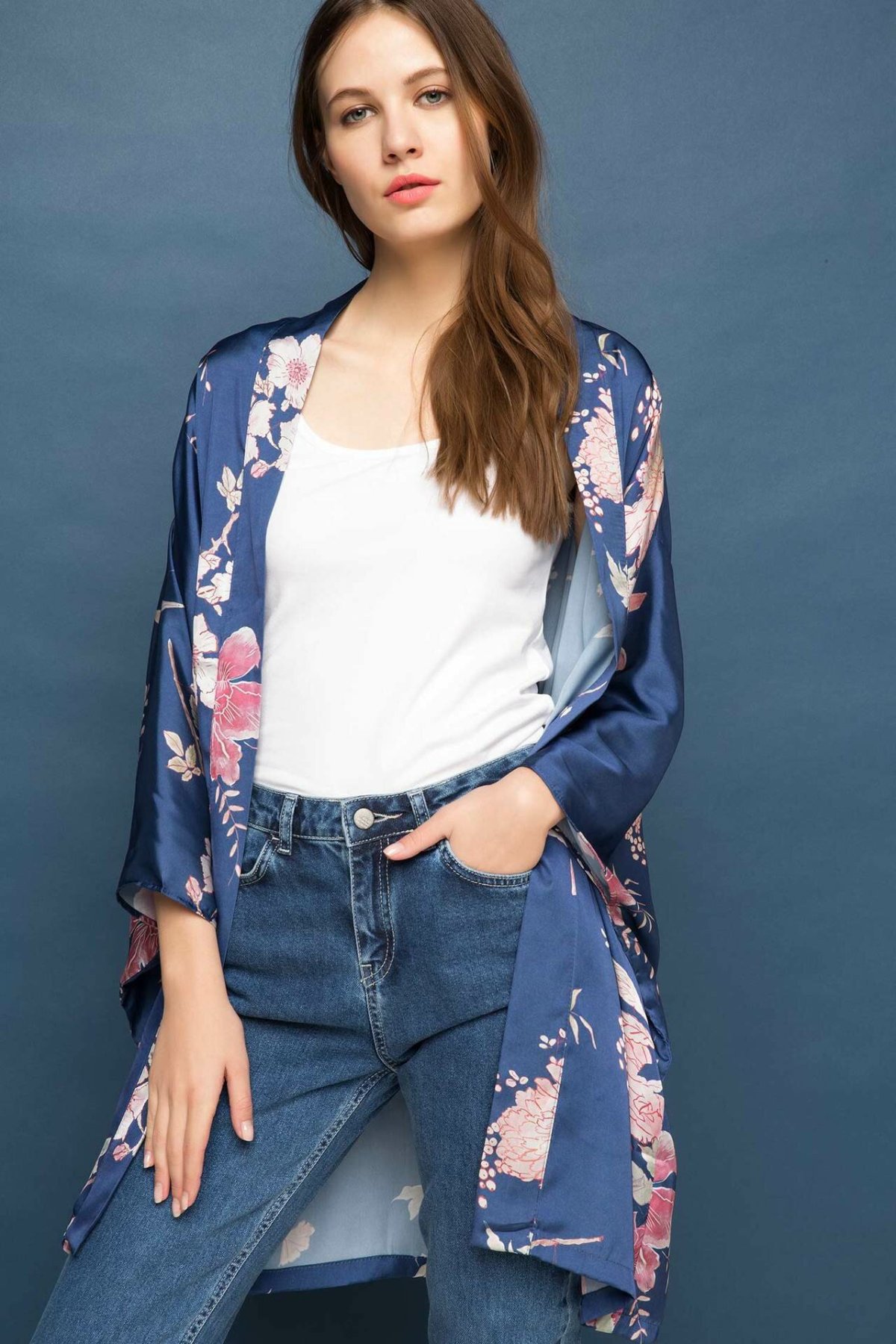 DeFacto femme col en v imprimé mince manteau femmes veste décontracté longue survêtement automne -I1300AZ17AU: L