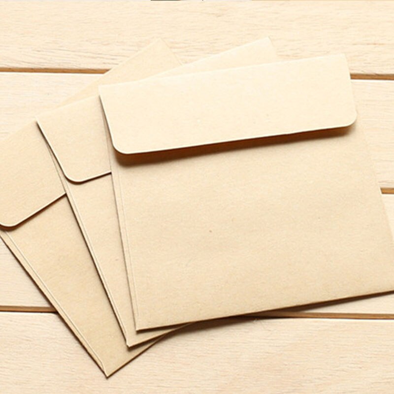 Mini sobre cuadrado para estudiantes, papel de carta de Color caramelo, tarjeta de papel Kraft, papelería en blanco, suministros de oficina, cumpleaños, 10x10cm, 20 Uds.: Kraft