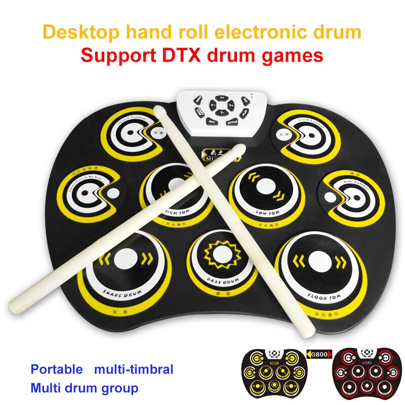 Drum Elektronische Drum Set Compact Size Usb Roll-Up Silicon Drum Pad Digitale Elektronische Drum Kit 9-Pad met Drumsticks Voet Pedalen