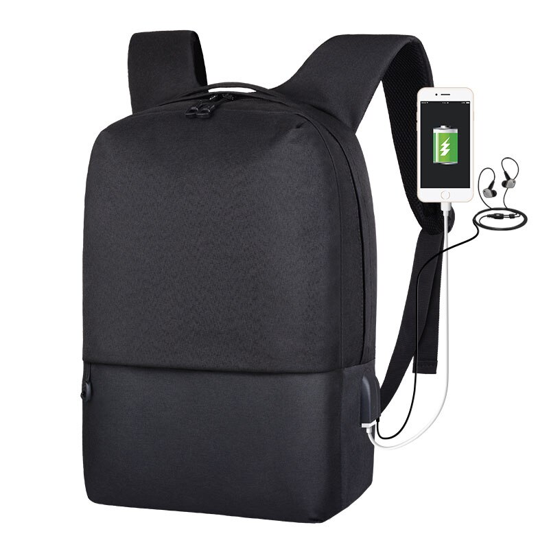 Studerende skoletasker laptop usb rygsæk herre taske anti-tyveri oxford rygsække usb opladelige rygsække til teenagere  b307: Sorte skoletasker