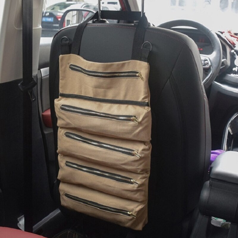 Multi-Purpose Tool Roll Up Bag Canvas Foldable Roll Pack Tool Bag Zipper Carrier Tote Working Storage Bag Waist bag