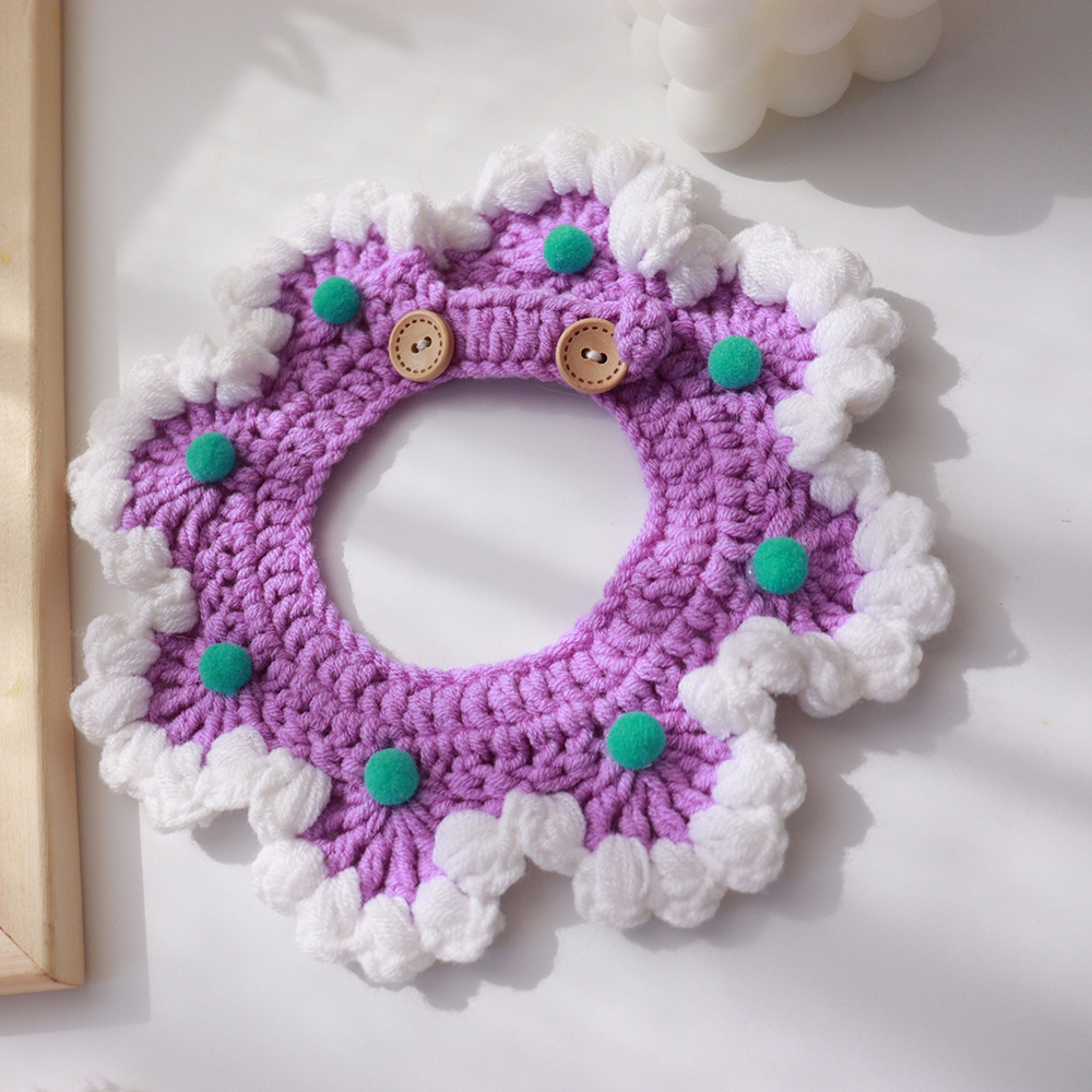 Macaron Knit Amarillo claro Babero para cachorro Pretty Green Collar de perro Bufanda Artículos para Bichon Frise Floral Pet Bows Pañuelo para el cuello de gato Maltés