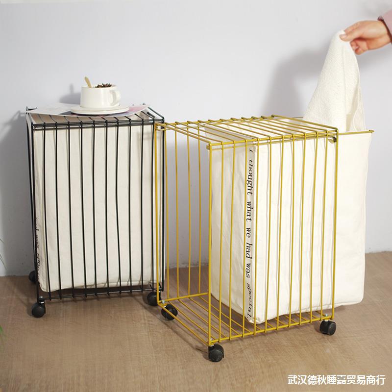 Cesta de almacenamiento de ropa sucia, cesto nórdico de hierro forjado con ruedas, cestas de almacenamiento de ropa sucia