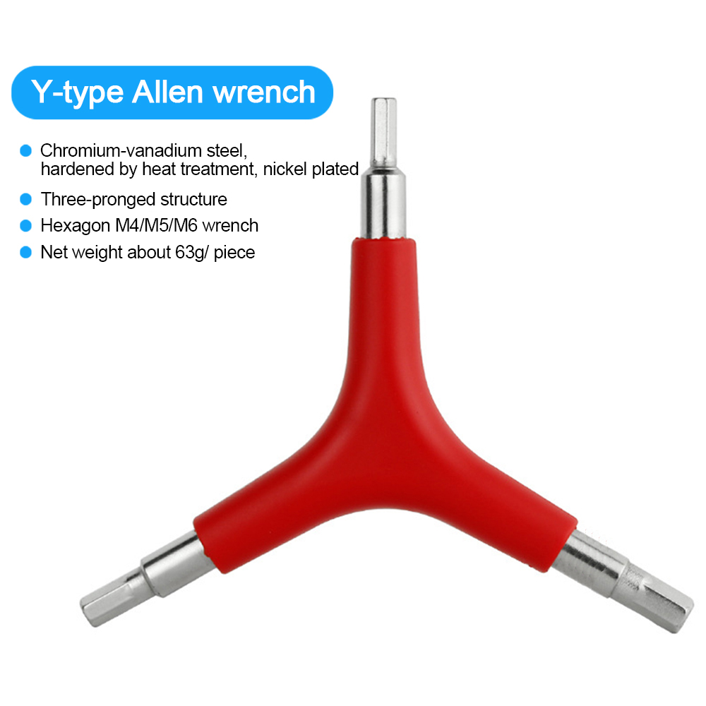 Chave sextavada de bicicleta, 4/5/6mm, 3 vias, formato y, aço multifuncional, mtb, ferramenta de reparo de bicicleta de estrada, ciclismo, chave allen, ferramentas manuais