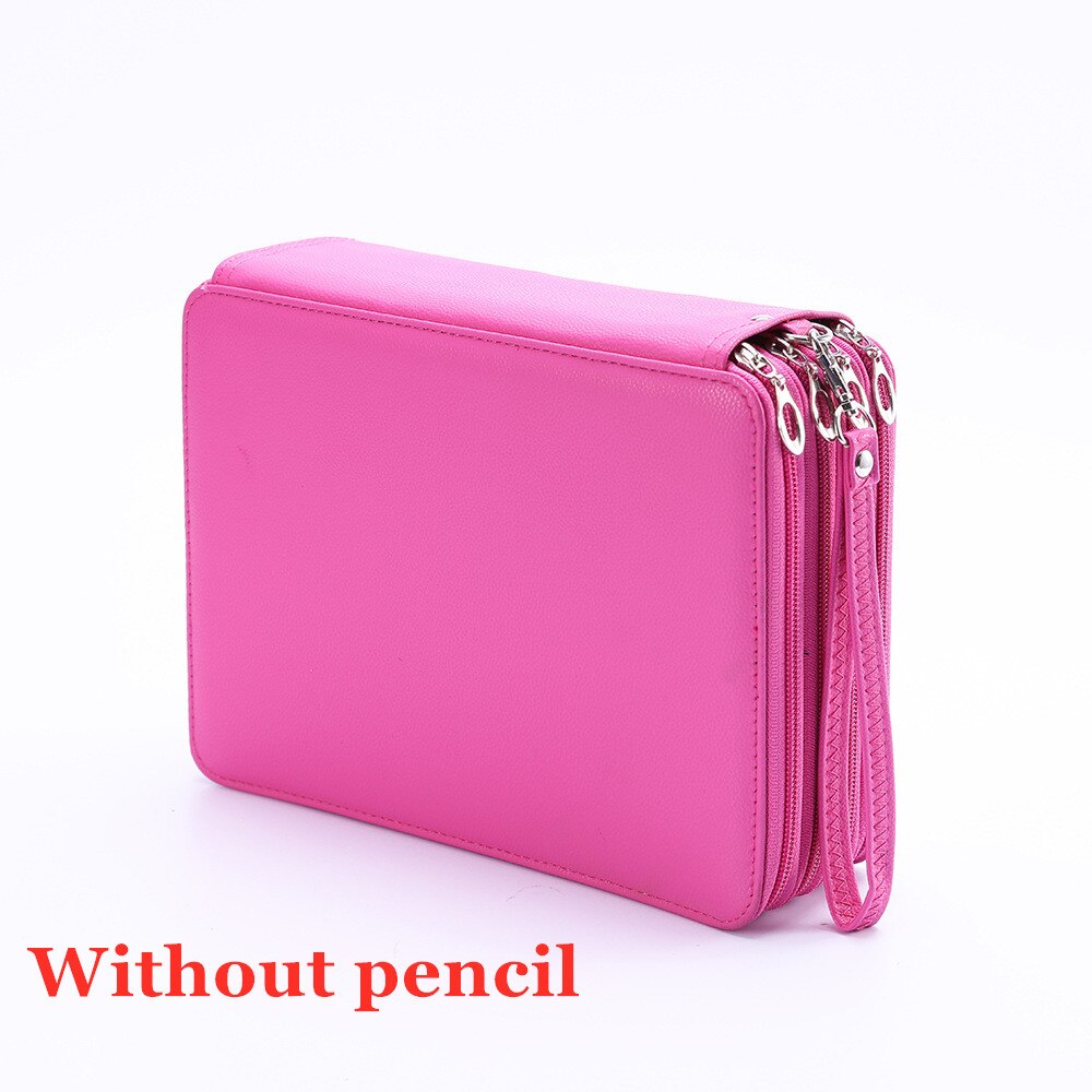 Cartuchera escolar de cuero PU, estuche de lápices de colores de gran capacidad con 184 agujeros, cartuchera multifuncional para suministros de arte,: Rose Red