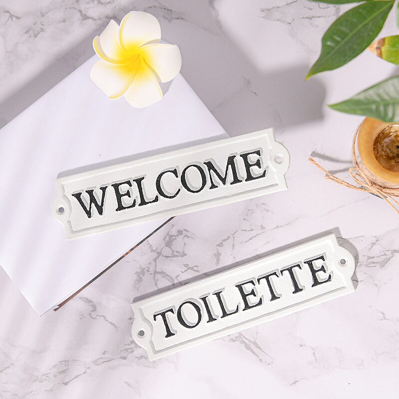 Sungmor-señal de bienvenida exterior de hierro fundido resistente, decoración de pared, placa blanca, puerta, letrero decorativo para inodoro, letrero para Baño