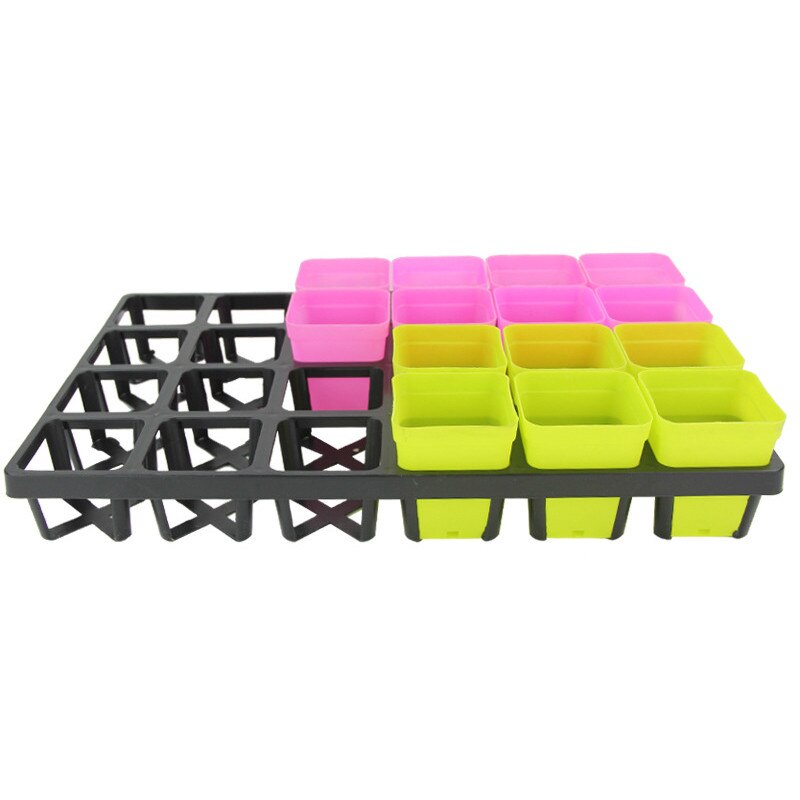 Maceta de plástico negra de 24 rejillas para flores, bandeja fija cuadrada pequeña para carne, herramienta de jardín, suministros de cuidado de plantas, 1 Uds.,