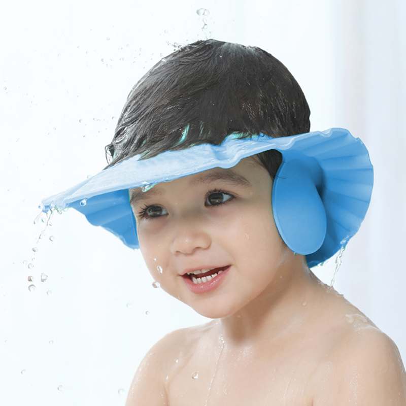 Children can be adjusted shampoo cap shower cap regulation earmuffs earmuffs hat sun hat EVA resin material