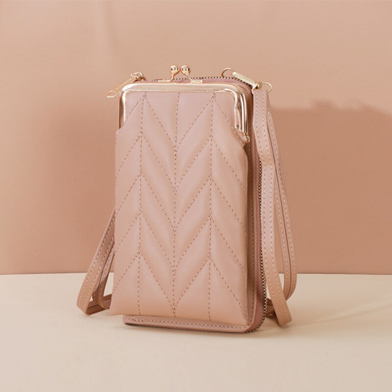 Clip Phone Pocket Shoulder Bag for Women Soft Pu Leather Female Small Crossbody Bags Ladies Messenger Purse Handbag: Apricot