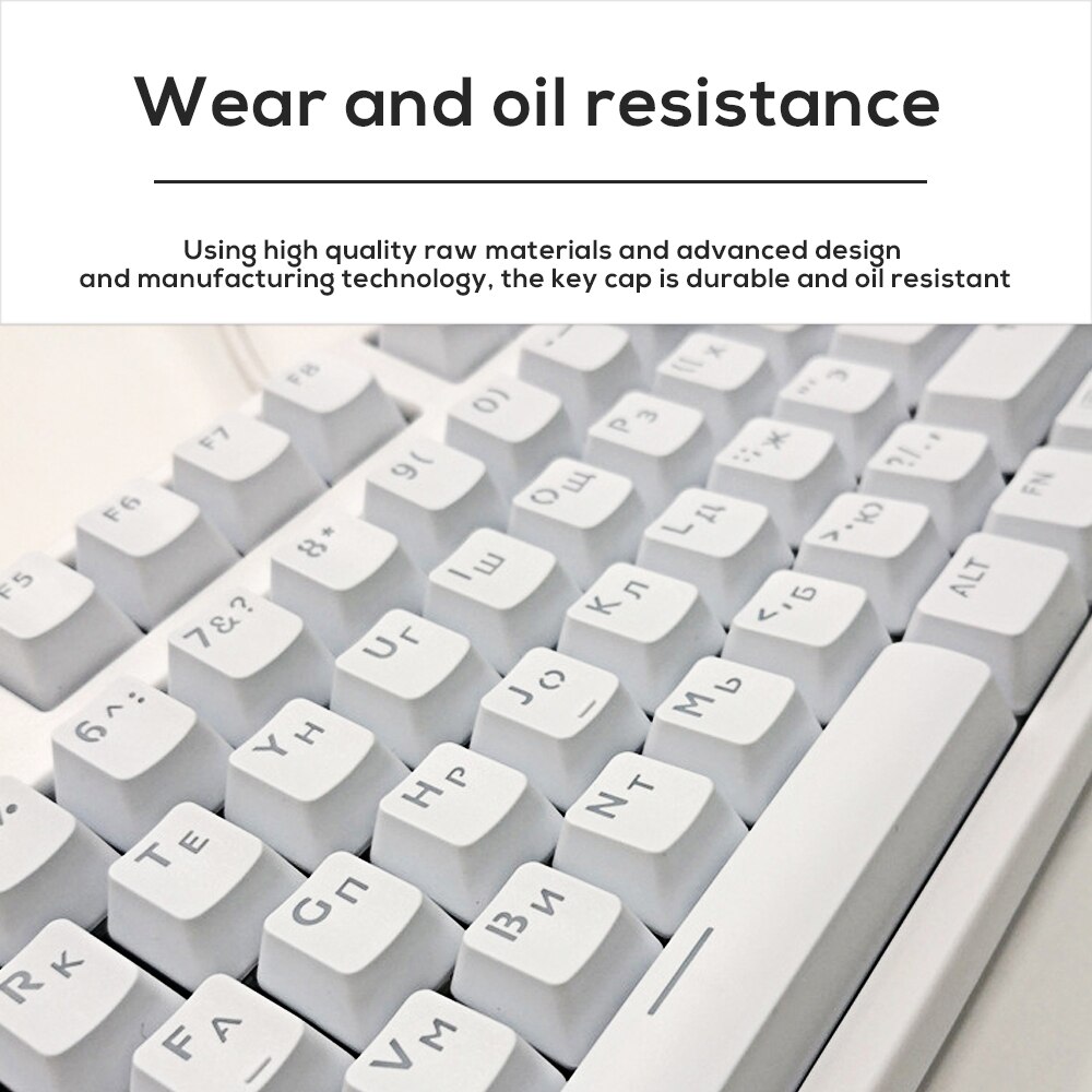 104 Key Korean Full Set 106 Russian Backlit Keycap For Cherry MX Wired Keyboard Accessories Match Cap Backlight Black White ABS