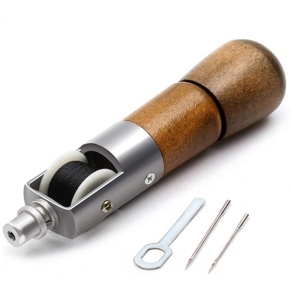Leather Sewing Awl Hand-held fine workmanship Comfortable to Grip Wood Handle Stitching Awl Set for Thick Fabric