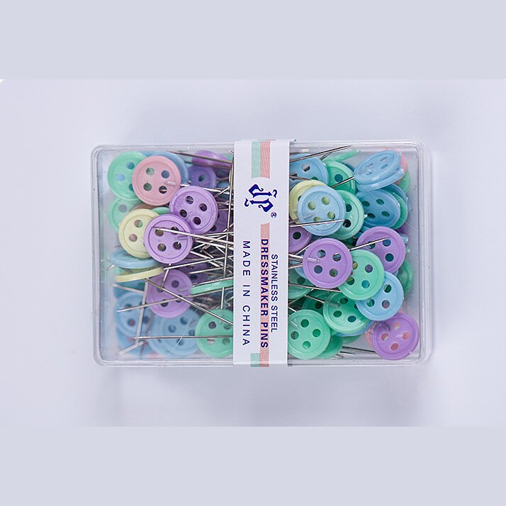 Alfileres de costura del remiendo, accesorios de costura, alfileres de color del remiendo, agujas de coser, accesorios de costura DIY, acero inoxidable, 100 Uds.: Button
