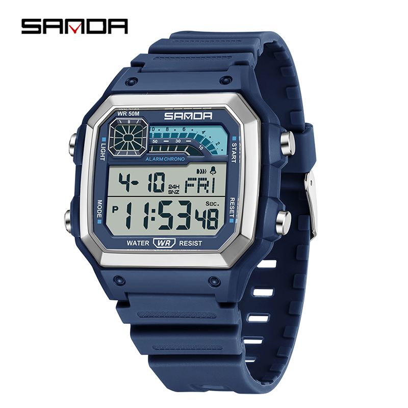 SANDA Outdoor Sport Elektronische Chronograph Uhr Männer Multifunktions Uhren Wecker Chrono Wasserdichte LED Digital armbanduhr