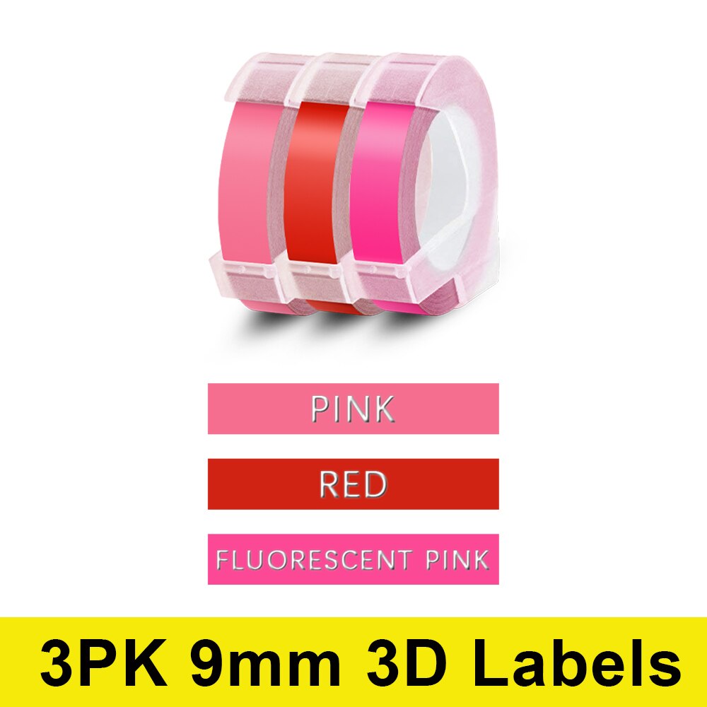 Labelwell 10 sztuk Multicolor kompatybilny dymo 3D tłoczenie taśmy 9mm DIY plastikowe tłoczenie etykiety do drukarki Dymo 1540 Motex E101: 3PK-08