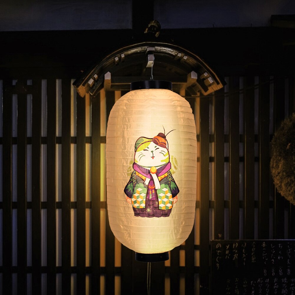 Japanese Hanging Lanterns Waterproof Lucky Cat 10 inch Traditional Bistro Ornament Year Outdoor Party Decoration: B
