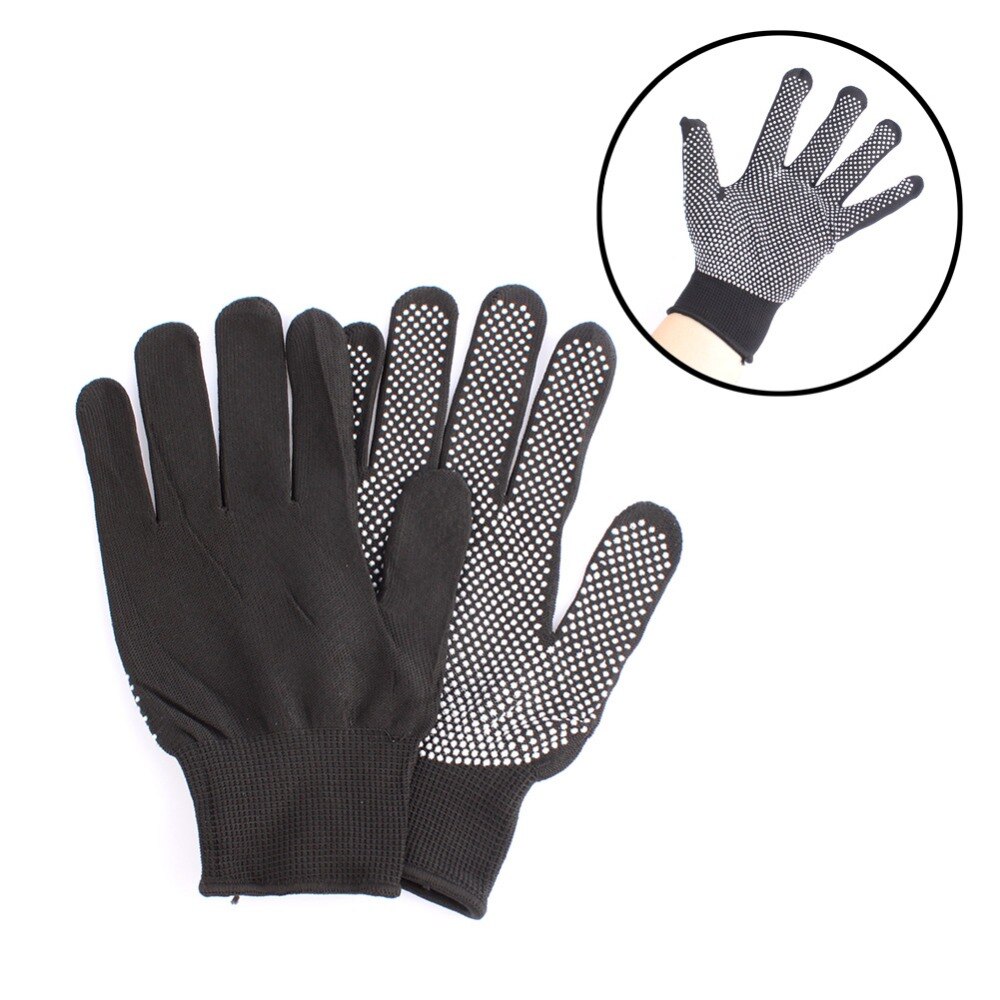 Guantes Protectores de dedo para peluquería, resistentes al calor, para alisador de pelo, rizador permanente, plancha plana, color negro y gris, 1 par