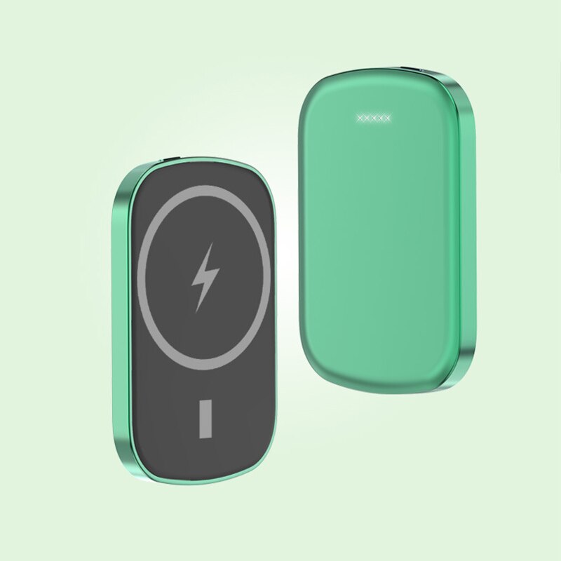 Banco de energía magnético para móvil, cargador inalámbrico de 15W, PD20W, para iPhone 12 Pro Max 12Mini, batería externa de 10000mAh, Magsafe: 5000mAh / Green