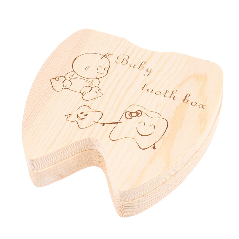 1pc Baby Wood Baby Girl Boy Tooth Organizer Boxes Save Deciduous Teeth Storage Keepsakes Collecting: 1