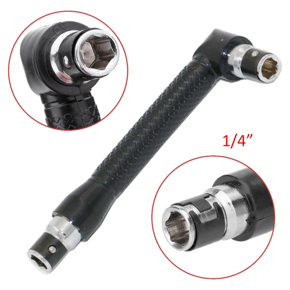 2 in1 multitol Double-head Screwdriver + Socket Wrench L-shaped Angle Head 1/4 Inch Screwdriver Bits Holder Repair Tools #20