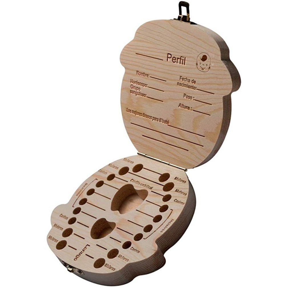 Gefallenen Zahn Box Lagerung Englisch Text Kleiner Junge Mädchen Holz Fall Sparen Sie Milch Zähne Sammlung Veranstalter Halter