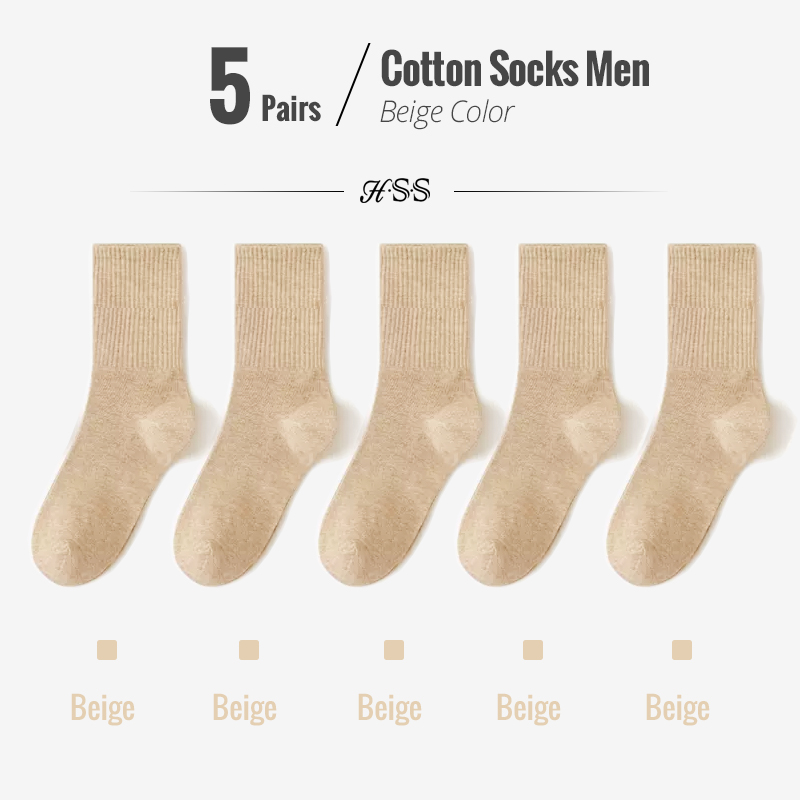 5/10 paires 95% coton peigné chaussettes hommes robe d'affaires chaussettes longues doux respirant printemps été chaussette colorée pour homme 5 paires/lot: Kaki